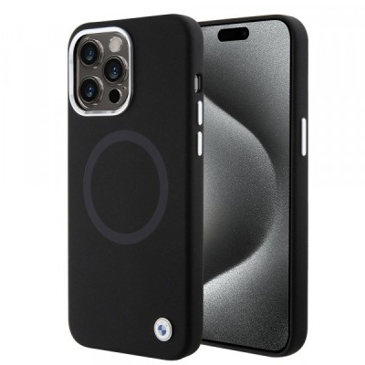 Husa MagSafe pentru Apple iPhone 15 Pro, BMW, Signature Liquid, Neagra foto