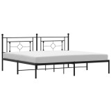 Cumpara ieftin Cadru de pat metalic cu tablie, negru, 193x203 cm