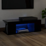 Comodă TV cu lumini LED, negru, 90x39x30 cm, vidaXL