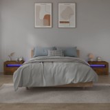 Cumpara ieftin Noptiere cu lumini LED, 2 buc., stejar afumat, 60x35x40 cm