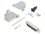 Conector D-Sub 25 Pini Femelă pentru Lipire pe Cablu - Negru
