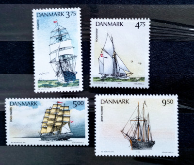 Danemarca 1993 nave cu p&amp;acirc;nze,corabie serie 4v. nestampilata foto