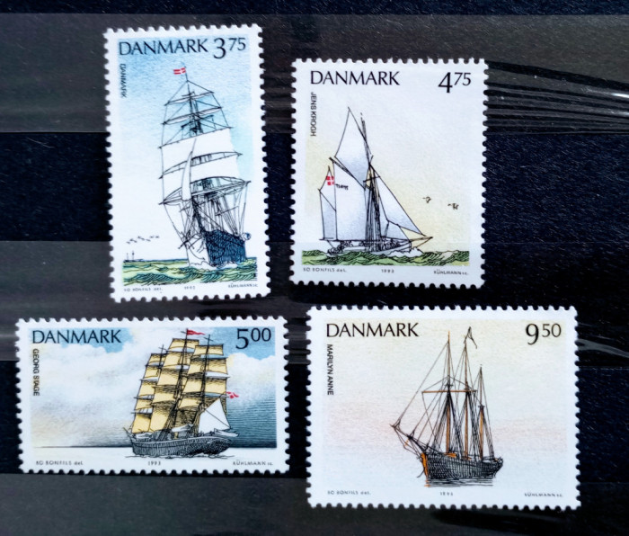 Danemarca 1993 nave cu p&acirc;nze,corabie serie 4v. nestampilata