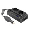 Invertor de putere cu unda sinusoidala Techstar&reg;, 200W, DC12V la AC220V, Afisaj LCD, 2 prize AC EU, 4 Porturi USB cu Incarcare rapida, Negru