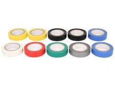 Set 10buc. banda adeziva izolatoare multicolora 10m X 15mm X 0.13 mm Mammooth foto