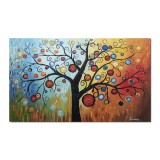 Tablou pictat manual, Copacul vietii, 100x60cm ulei pe panza in relief efect 3D, gata de expus pe perete