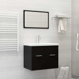 Set mobilier de baie, 2 piese, negru, PAL