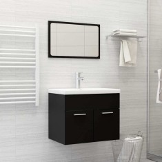 Set mobilier de baie, 2 piese, negru, PAL foto