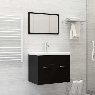 vidaXL Set mobilier de baie, 2 piese, negru, PAL 804783 foto