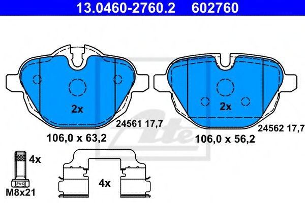 Set placute frana,frana disc BMW Seria 5 Touring (F11) (2010 - 2016) ATE 13.0460-2760.2