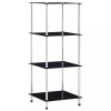 VidaXL Raft cu 4 niveluri, negru, 40 x 40 x 100 cm, sticlă securizată 249510