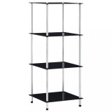 Cumpara ieftin Raft cu 4 niveluri, negru, 40 x 40 x 100 cm, sticlă securizată