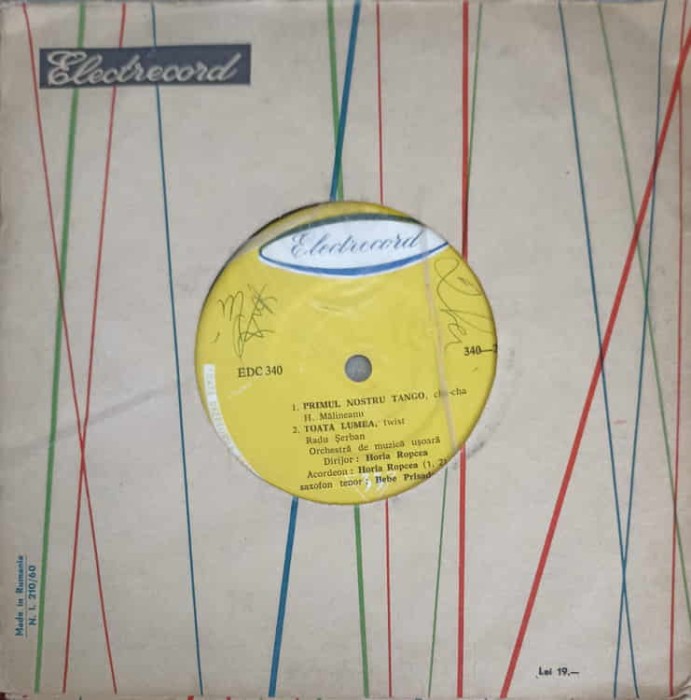 Disc vinil, LP. INDRAGOSTITI, CANTEC PERUVIAN, PRIMUL NOSTRU TANGO, TOATA LUMEA-Orchestra Electrecord, Diri-244489