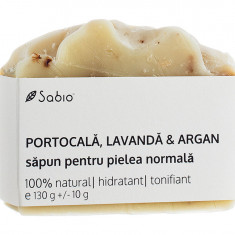 Sapun natural pentru pielea normala cu portocala, argan si lavanda, 130g, Sabio