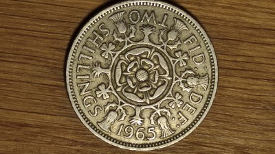 Anglia / Marea Britanie - 2 shillings 1965 - Elisabeta II - XF+ foarte frumoasa! foto