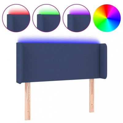 Tablie de pat cu LED, albastru, 103x16x78/88 cm, textil foto