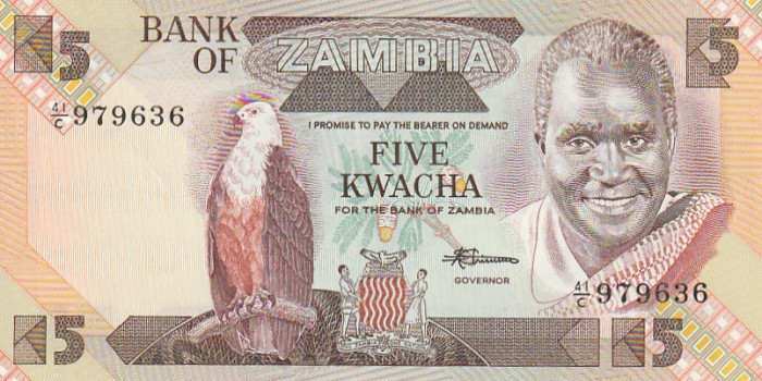 Zambia 5 Kwacha P-25 UNC