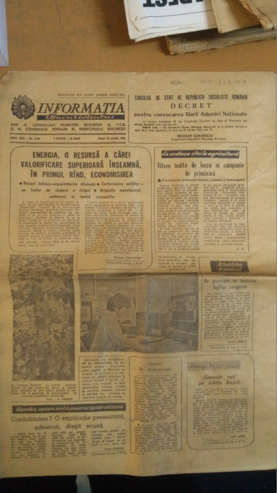 Ziarul Informația Bucureștiului, Anul XXX, Nr. 9156, 18 martie 1983, 4 pagini