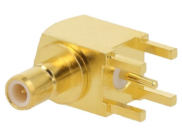 Soclu SMB 90&deg; THT PTFE aurit 50&Omega;