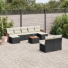 VidaXL Set canapele de grădină cu perne, 10 piese, negru, poliratan
