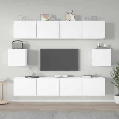 vidaXL Set dulap TV, 6 piese, alb, lemn prelucrat foto