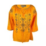 Cumpara ieftin Bluza galbena cu motiv geometric multicolor - BMG142