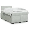 Gossi pat box spring cu saltea, gri deschis, 120x190 cm, catifea
