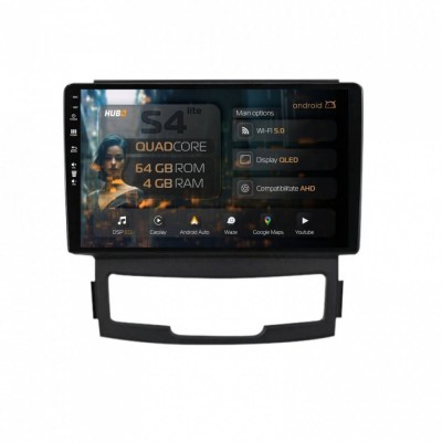 Navigatie Ssang Yong Korando (2010-2013) 4GB RAM Android 13 Quadcore DSP GPS Wi-FI Carplay Android Auto USB Bluetooth Waze Touchscreen 9 inch foto