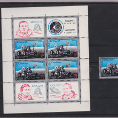 ROMANIA 1971 APOLLO 15 - Serie 1timbru + Colita Dantelata LP.772 ; 772a MNH**