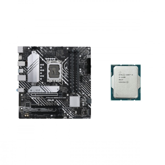 Placa de baza Second Hand Asus PRIME B660M-A D4, Socket LGA1700, mATX, Shield, Cooler + Procesor Intel Core i5-12400 2.50 - 4.40 GHz, 18MB Cache NewTe