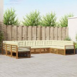 vidaXL Seturi de canapele 9 pcs Natural și Crem Lemn Solid de Acacia 3374140