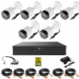 Sistem supraveghere video 6 camere exterior 2MP, 1080P full hd IR 20m, XVR 8 canale, accesorii full, live internet SafetyGuard Surveillance, Rovision