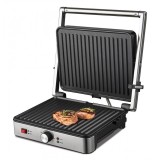 Grill electric Heinner, 2000 W, placi 30 x 24.9 cm, maner rece, temperatura reglabila, deschidere 180 grade, tava colectare