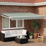 vidaXL Copertină retractabilă manuală Verde și alb 2,5 x 2 m 3418884