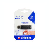 Cumpara ieftin Memory stick USB 3.0 Verbatim PinStripe 64 GB cu capac culisant