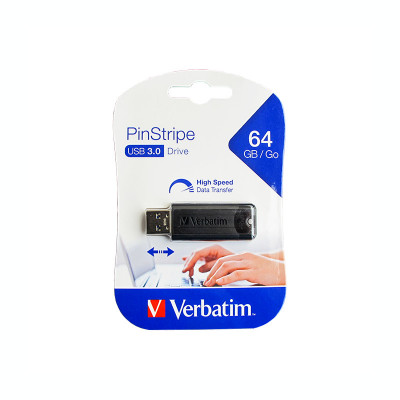 Memory stick USB 3.0 Verbatim PinStripe 64 GB cu capac culisant foto