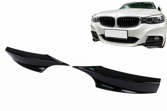 Prelungiri Laterale Bara Fata compatibil cu BMW Seria 3 F34 GT (2013-2020) Negru Lucios FLSBMF34MT