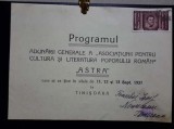 ASTRA Timisoara: Programul Adunarii din septembrie 1937