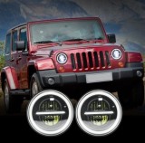 2 x LED Far Lumina Lampa 178mm/7inch 75W Hi/Low/DRL/Indicator Halo Intermitente 12V 24V