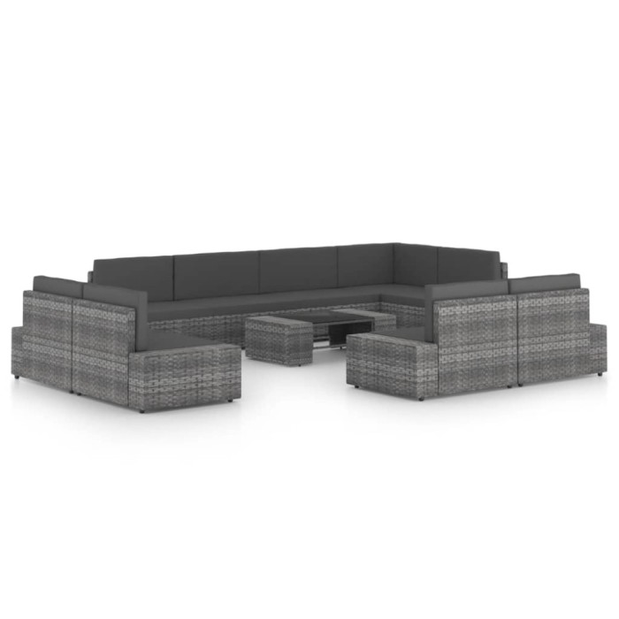 Gossi set mobilier de gradina cu perne, 10 piese, gri, poliratan