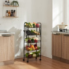 Carucior servire la masa Troms&amp;oslash; 103x44x26cm negru cu 5 cosuri [en.casa] HausGarden Leisure foto
