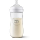 Biberon Philips Avent Natural Response SCY906/01, 330 ml, tetina care functioneaza ca sanul mamei, cu debit 4, tetina fara scurgeri, +3 luni