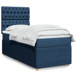 Cumpara ieftin Gossi pat box spring cu saltea, albastru, 100x200 cm, textil