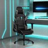 Scaun de gaming cu masaj/suport picioare, negru/gri, piele eco