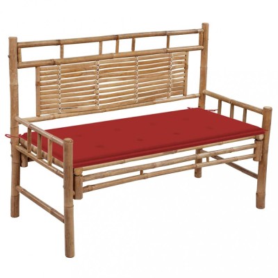 vidaXL Bancă de grădină cu pernă, 120 cm, bambus 3063882 foto