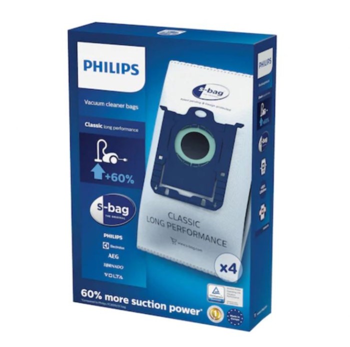 Set 4 saci aspirator PHILIPS S-Bag Classic Long Performance FC802103