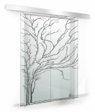 Usa culisanta Boss &reg; Duo model Tree negru, 85+85x215 cm, sticla Gri securizata, glisanta in ambele directii, Modern Glass Art