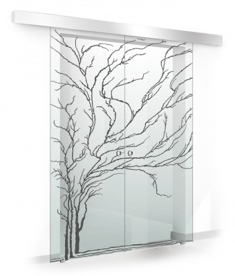 Usa culisanta Boss &amp;reg; Duo model Tree negru, 85+85x215 cm, sticla Gri securizata, glisanta in ambele directii foto