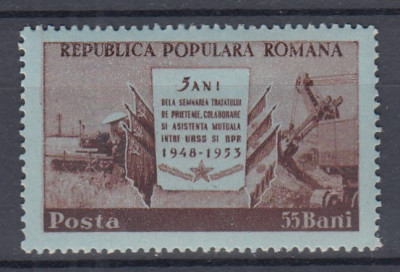 ROMANIA 1953 LP 340 - 5 ANI TRATATUL DE PRIETENIE CU URSS MNH foto