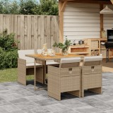 Cumpara ieftin Set mobilier de grădină cu perne, 5 piese, bej, poliratan